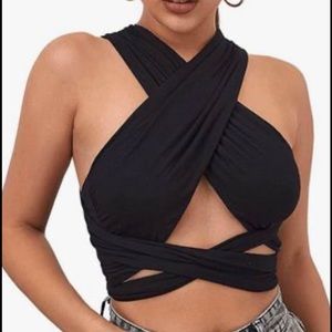 Sexy Bandage Criss Cross Wrap Crop Top